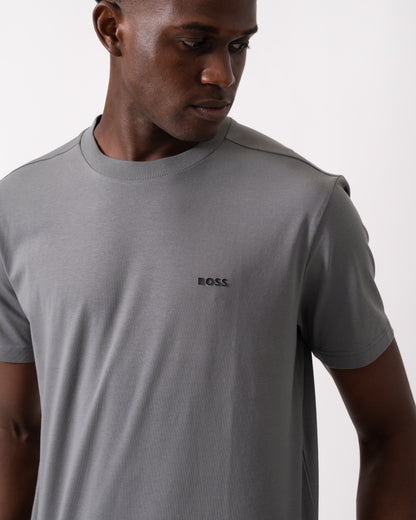 BOSS Green Tee Mens Stretch Cotton T-Shirt with Contrast Logo - Medium Grey 036