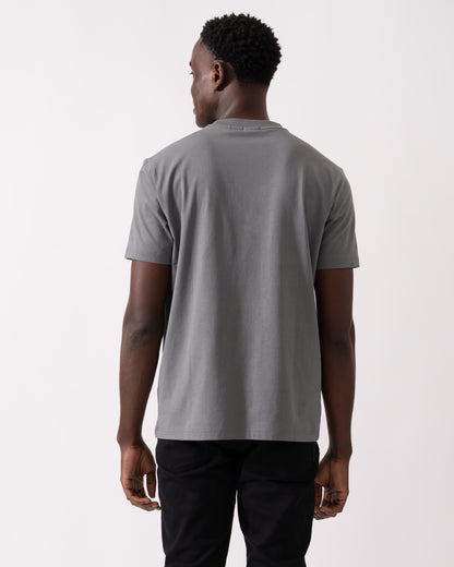 BOSS Green Tee Mens Stretch Cotton T-Shirt with Contrast Logo - Medium Grey 036