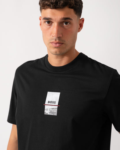 BOSS Green Tee Photoprint Mens T-Shirt - Black 001