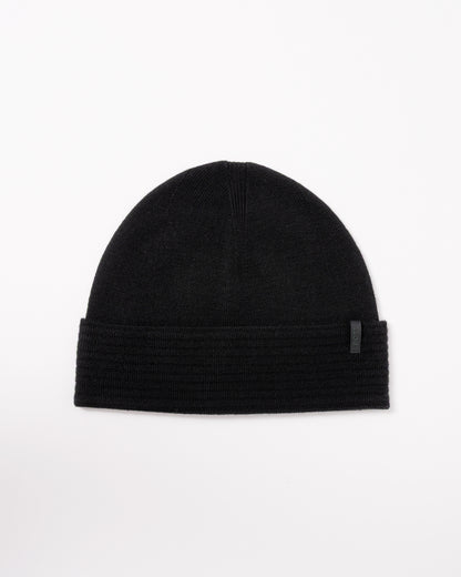 studio photograph showing a BOSS Green Termix Mens Beanie in Black 001