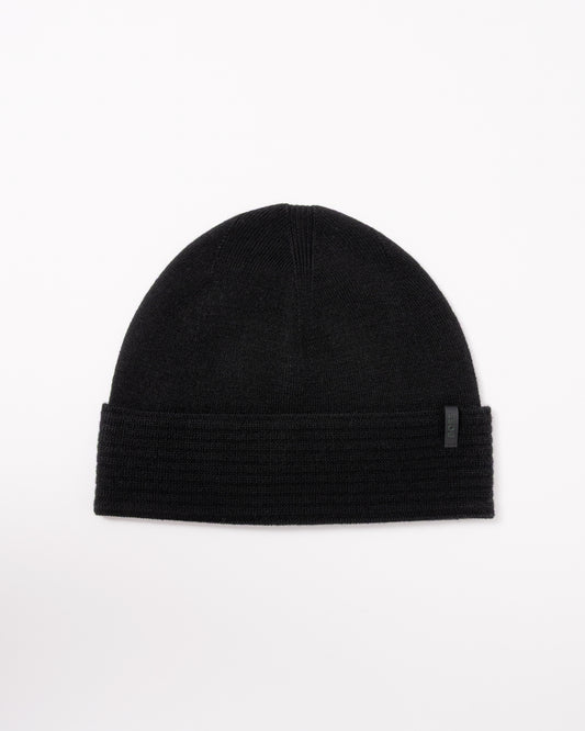 studio photograph showing a BOSS Green Termix Mens Beanie in Black 001