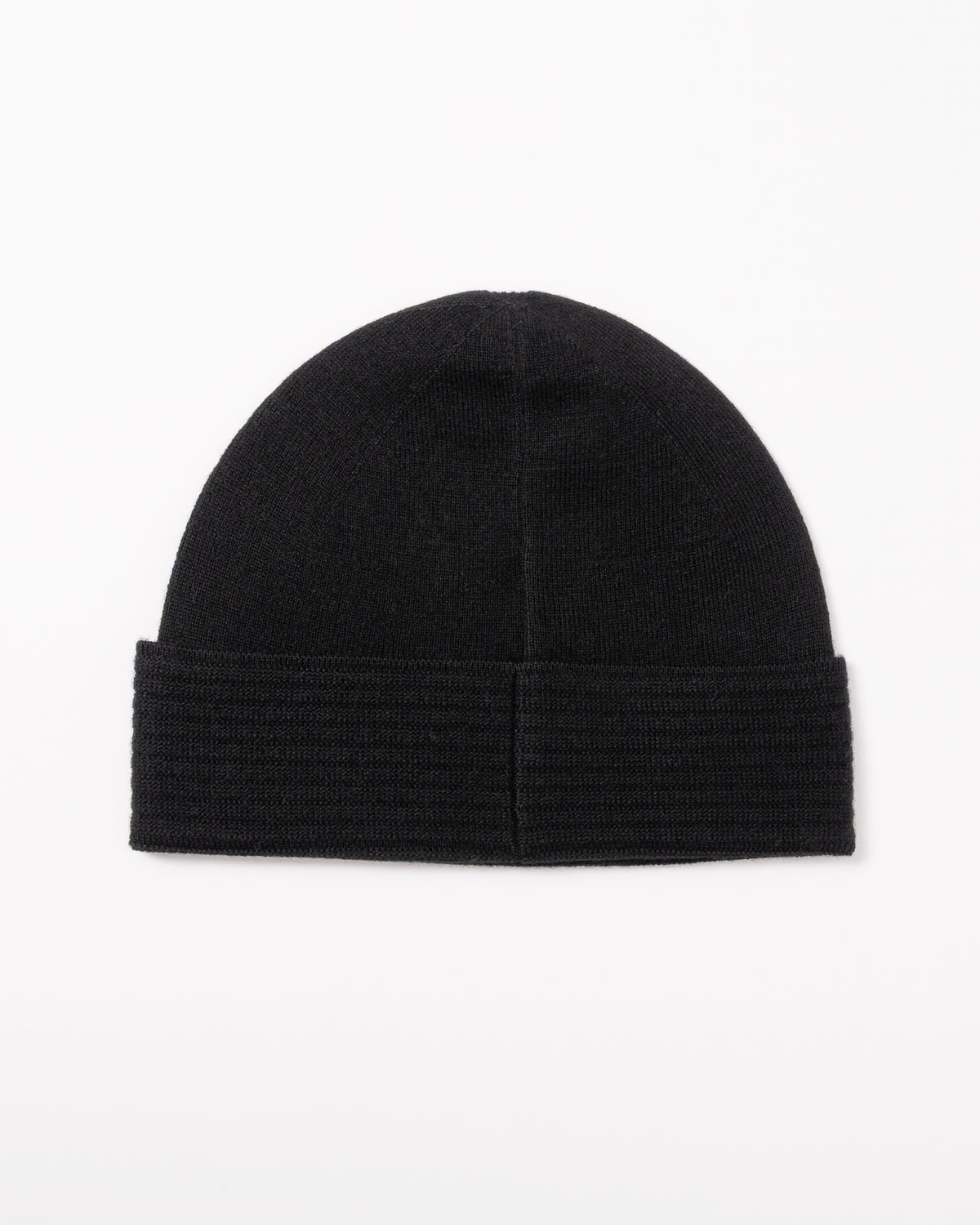studio photograph showing the back of a BOSS Green Termix Mens Beanie in Black 001