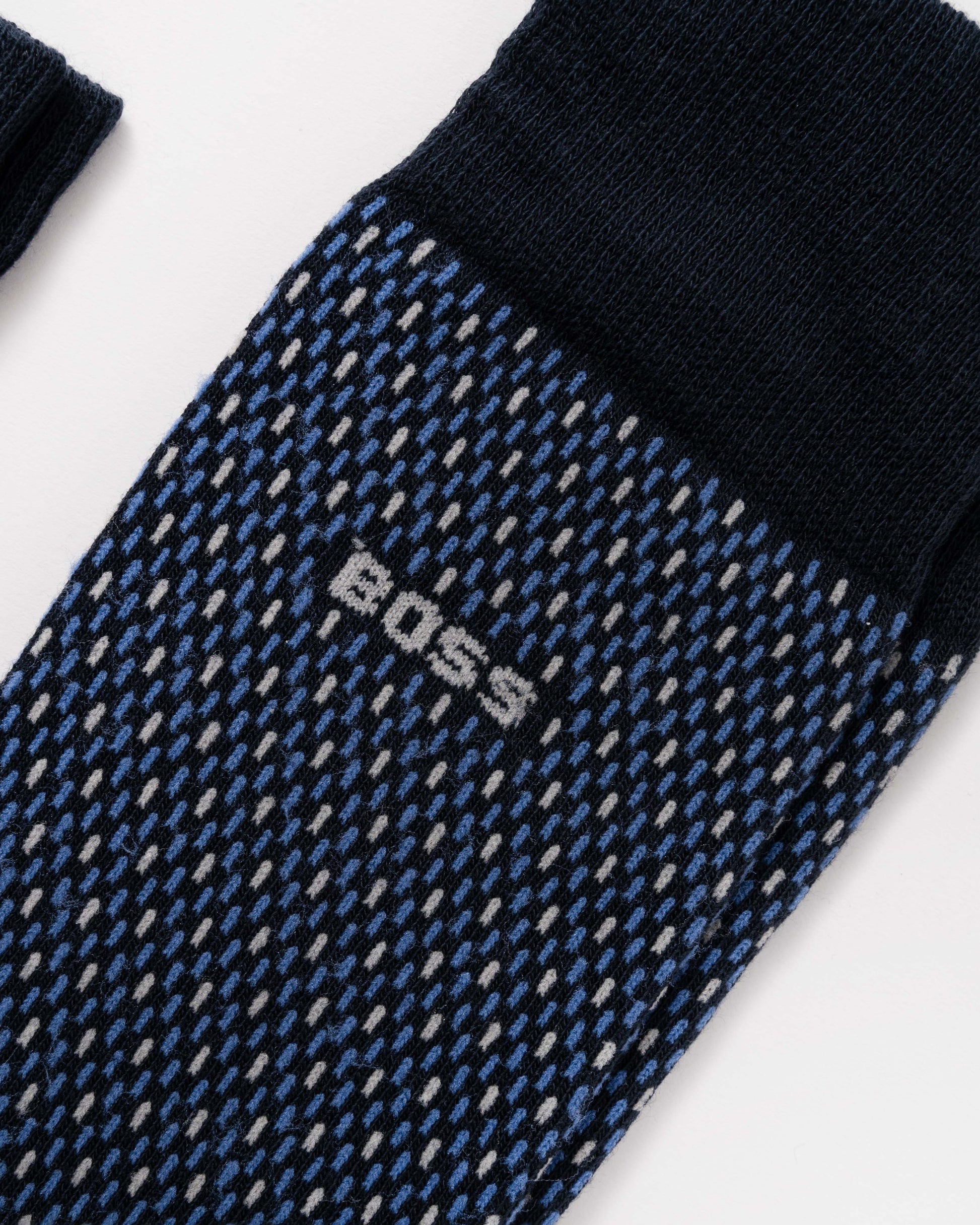 BOSS Orange 2-Pack Mens Regular Length Combed Cotton-Blend Minipattern Socks - Dark Blue 401