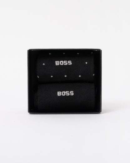 Inside the gift box on the BOSS Orange 2-Pack RS Gift Set MC Mens Socks - Black 001