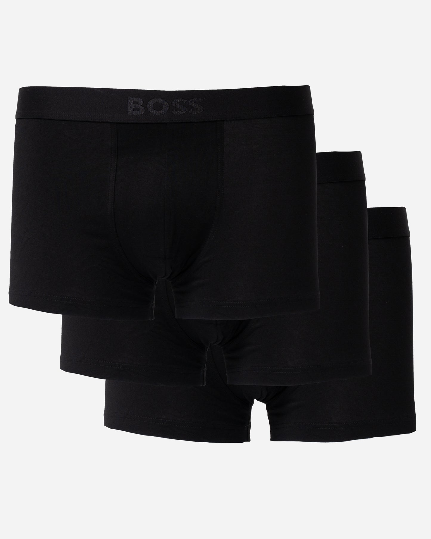 BOSS Orange 3-Pack Mens Stretch-Cotton Trunks with Logo Waistbands  in Black