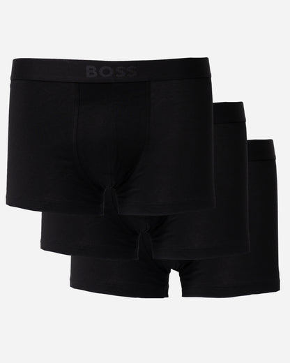 BOSS Orange 3-Pack Mens Stretch-Cotton Trunks with Logo Waistbands  in Black