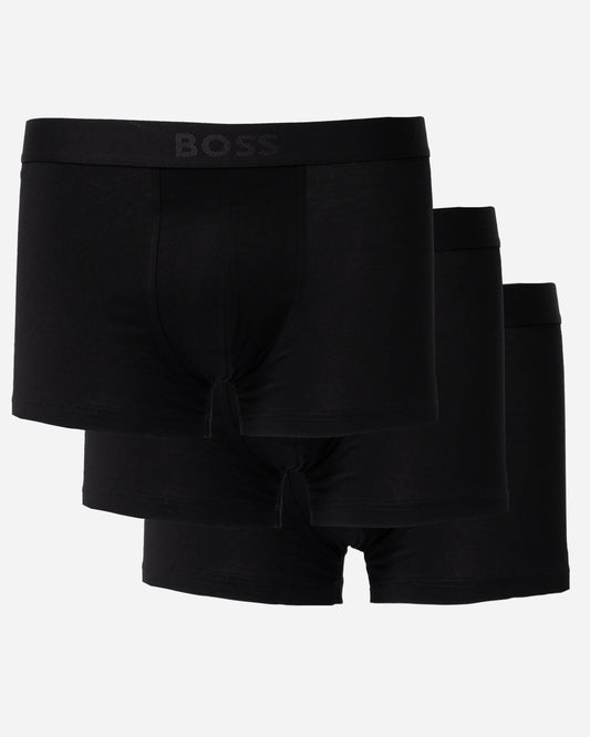 BOSS Orange 3-Pack Mens Stretch-Cotton Trunks with Logo Waistbands  in Black