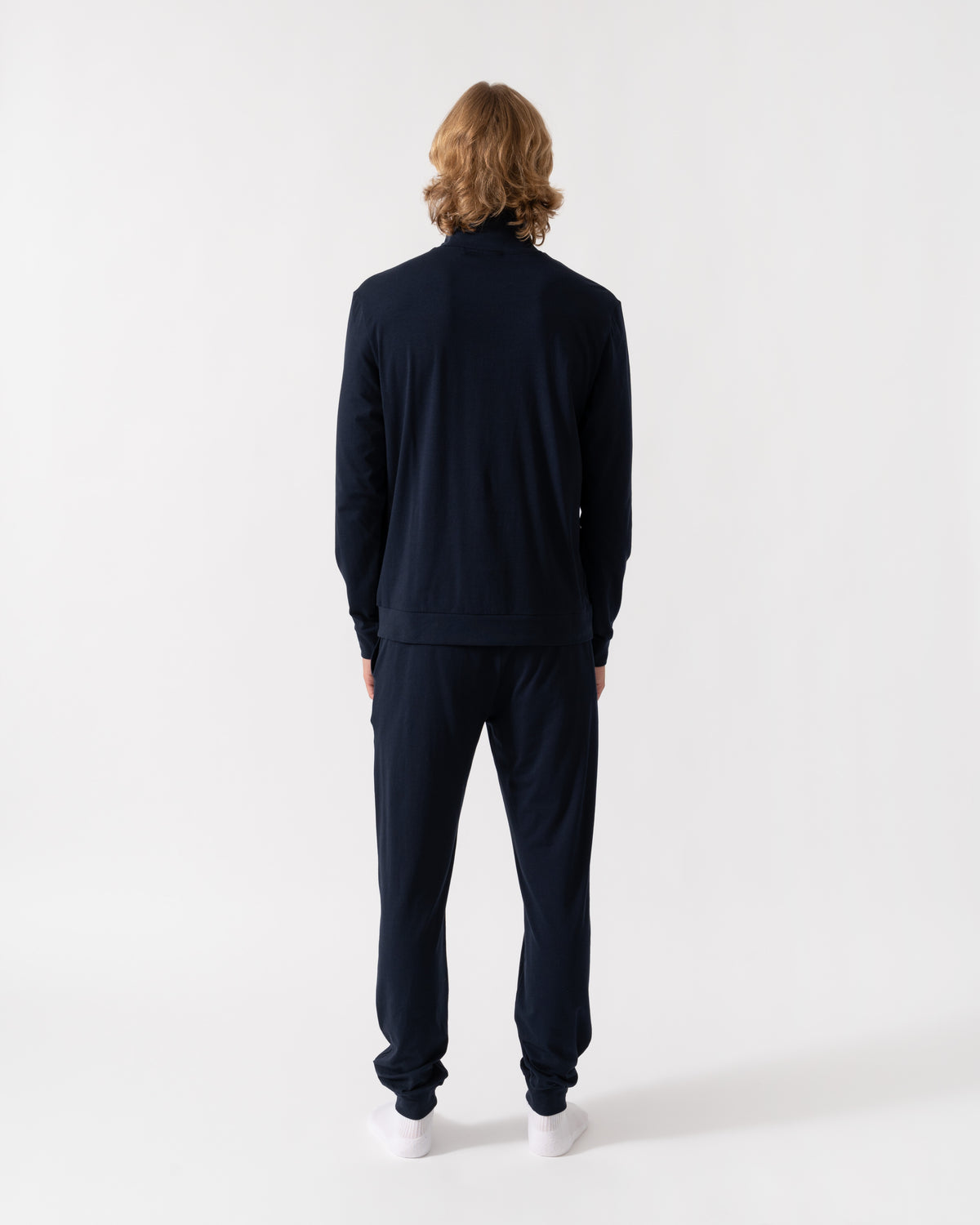 Back shot of the BOSS Orange 365 Mens Stretch-cotton loungewear set with logo print - Turquoise/Aqua 445