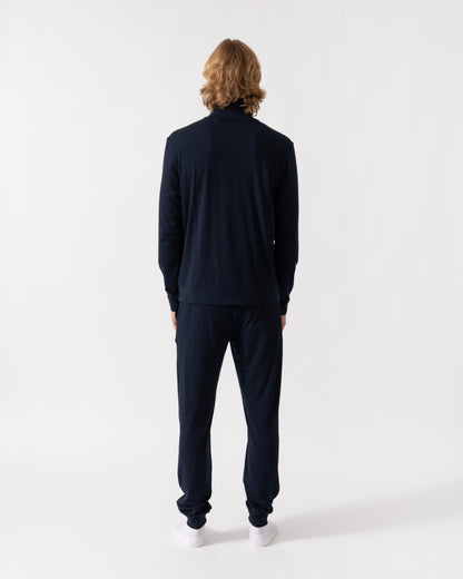 Back shot of the BOSS Orange 365 Mens Stretch-cotton loungewear set with logo print - Turquoise/Aqua 445