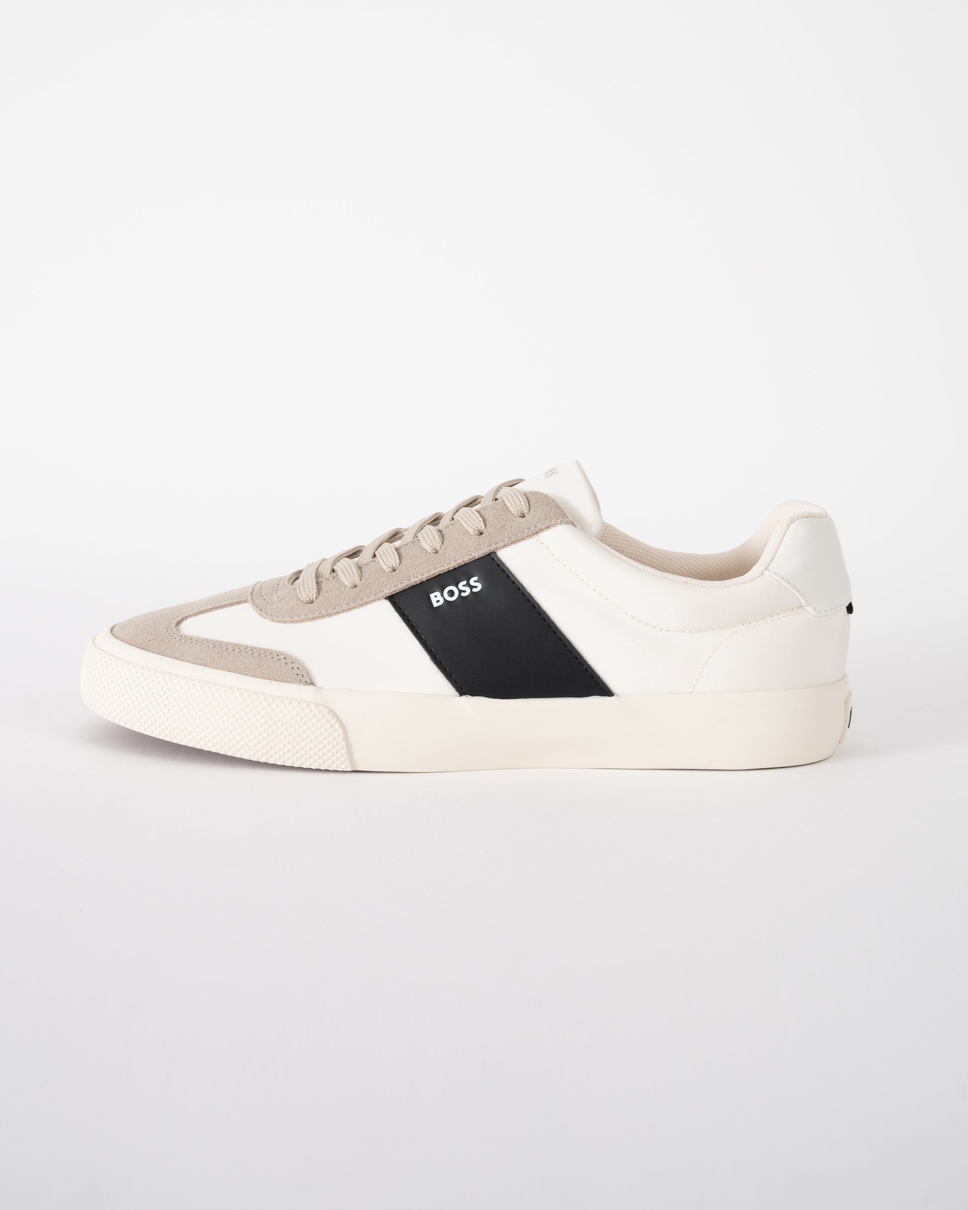 side shot of BOSS Orange Aiden_Tenn_sdnypu Mens Trainers in Light Beige