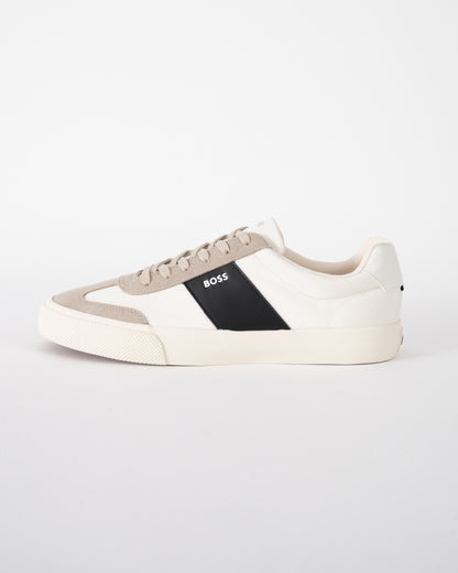 side shot of BOSS Orange Aiden_Tenn_sdnypu Mens Trainers in Light Beige