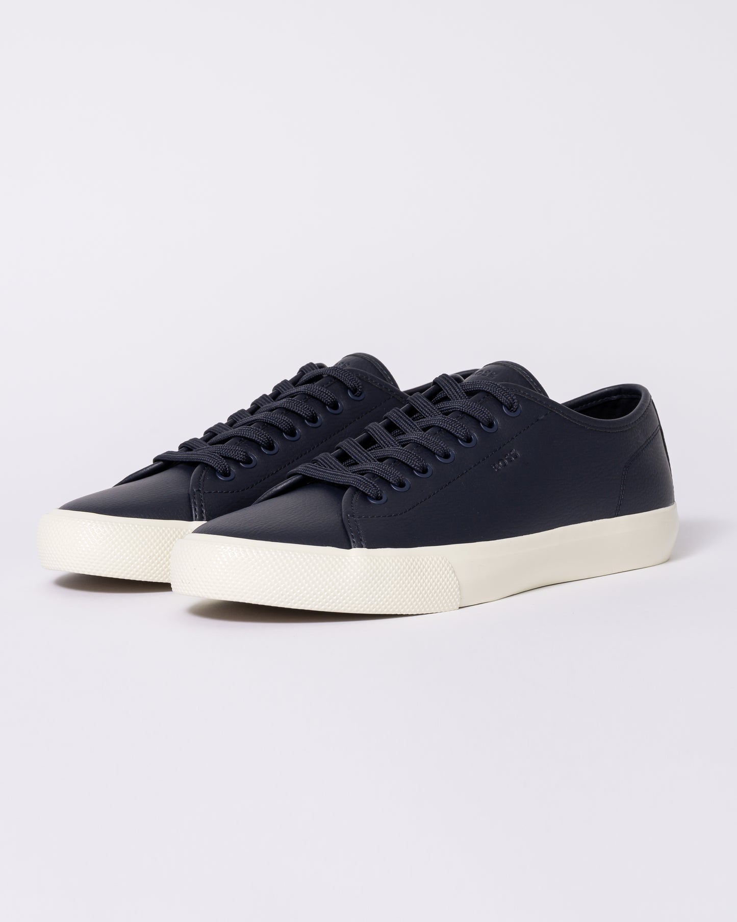 BOSS Orange Aiden Tenn Mens Low Top Trainers in Grained Faux Leather - Dark Blue 402