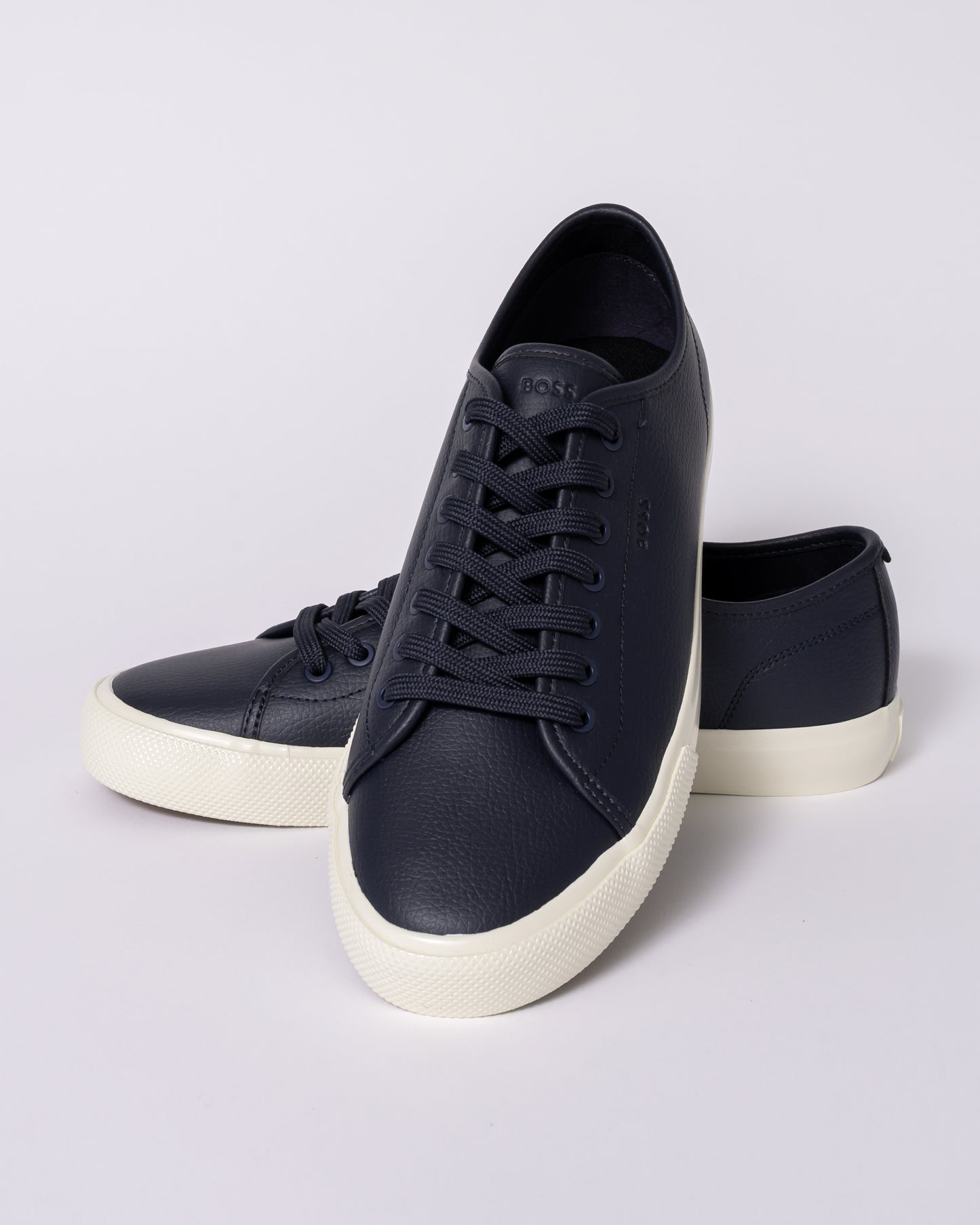 BOSS Orange Aiden Tenn Mens Low Top Trainers in Grained Faux Leather - Dark Blue 402