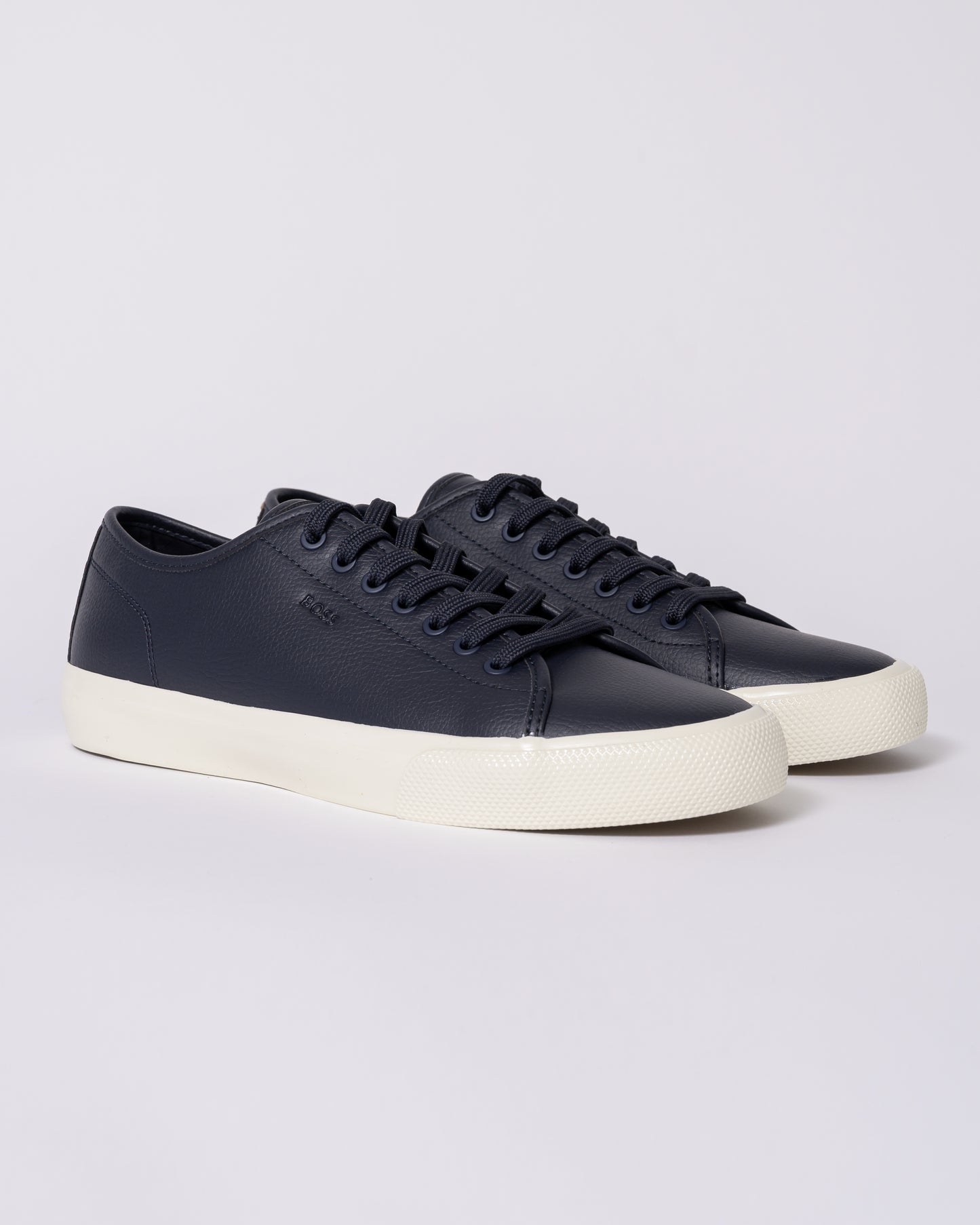 BOSS Orange Aiden Tenn Mens Low Top Trainers in Grained Faux Leather - Dark Blue 402