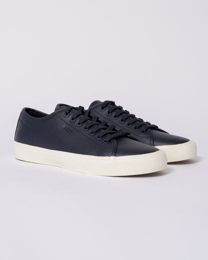 BOSS Orange Aiden Tenn Mens Low Top Trainers in Grained Faux Leather - Dark Blue 402