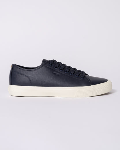 BOSS Orange Aiden Tenn Mens Low Top Trainers in Grained Faux Leather - Dark Blue 402