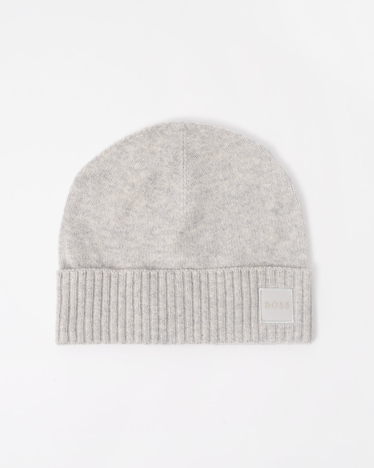 Front of the BOSS Orange Akaio R Mens Beanie with Logo Label - Open Grey 086