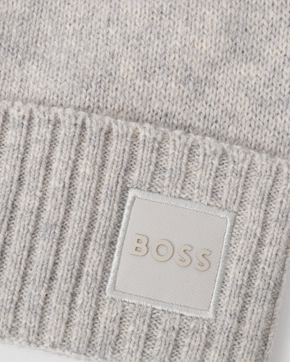 BOSS logo of the BOSS Orange Akaio R Mens Beanie with Logo Label - Open Grey 086