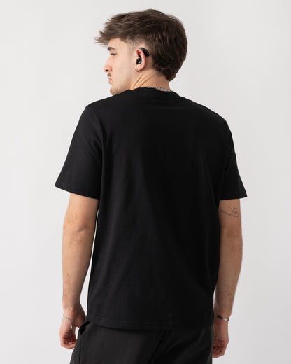 back shot of a model wearing a BOSS Orange Authentic Mens Loungewear T-Shirt in Black 004