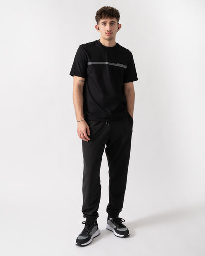 full length shot of a model wearing a BOSS Orange Authentic Mens Loungewear T-Shirt in Black 004