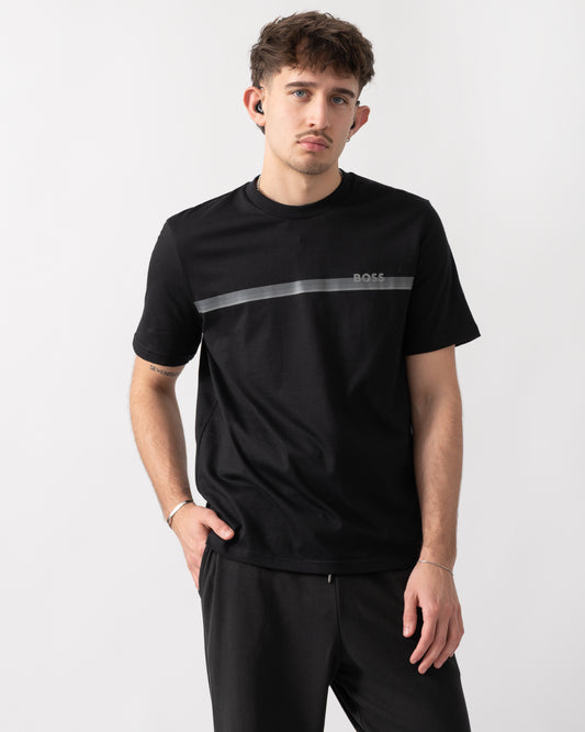 model wearing a BOSS Orange Authentic Mens Loungewear T-Shirt in Black 004
