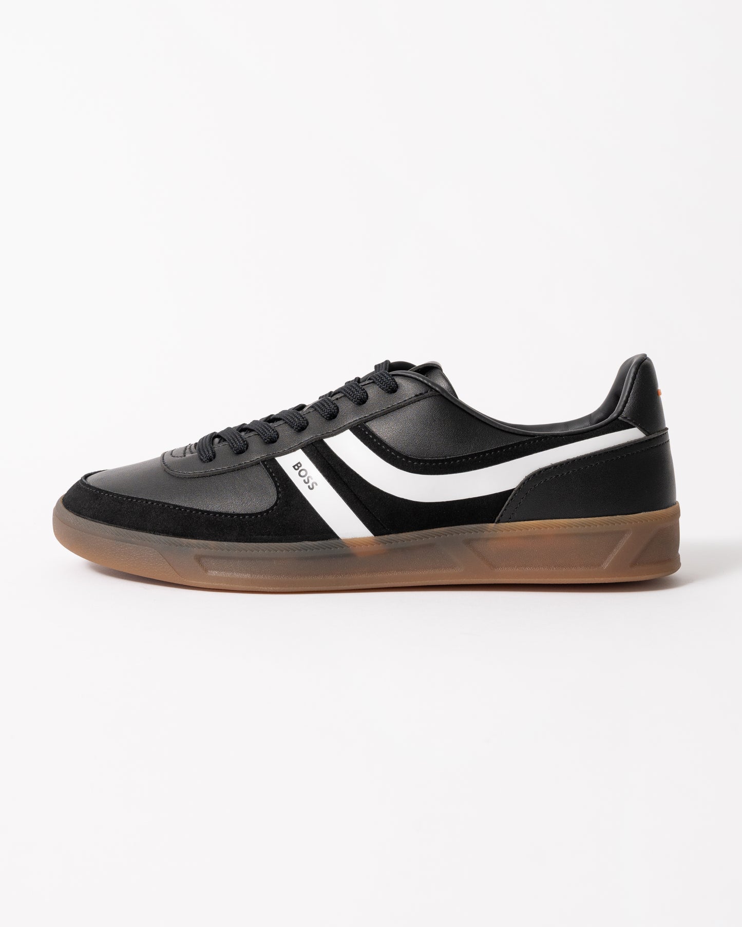 side views of BOSS Orange Brandon_Tenn_mipu Mens Trainers in Black 002