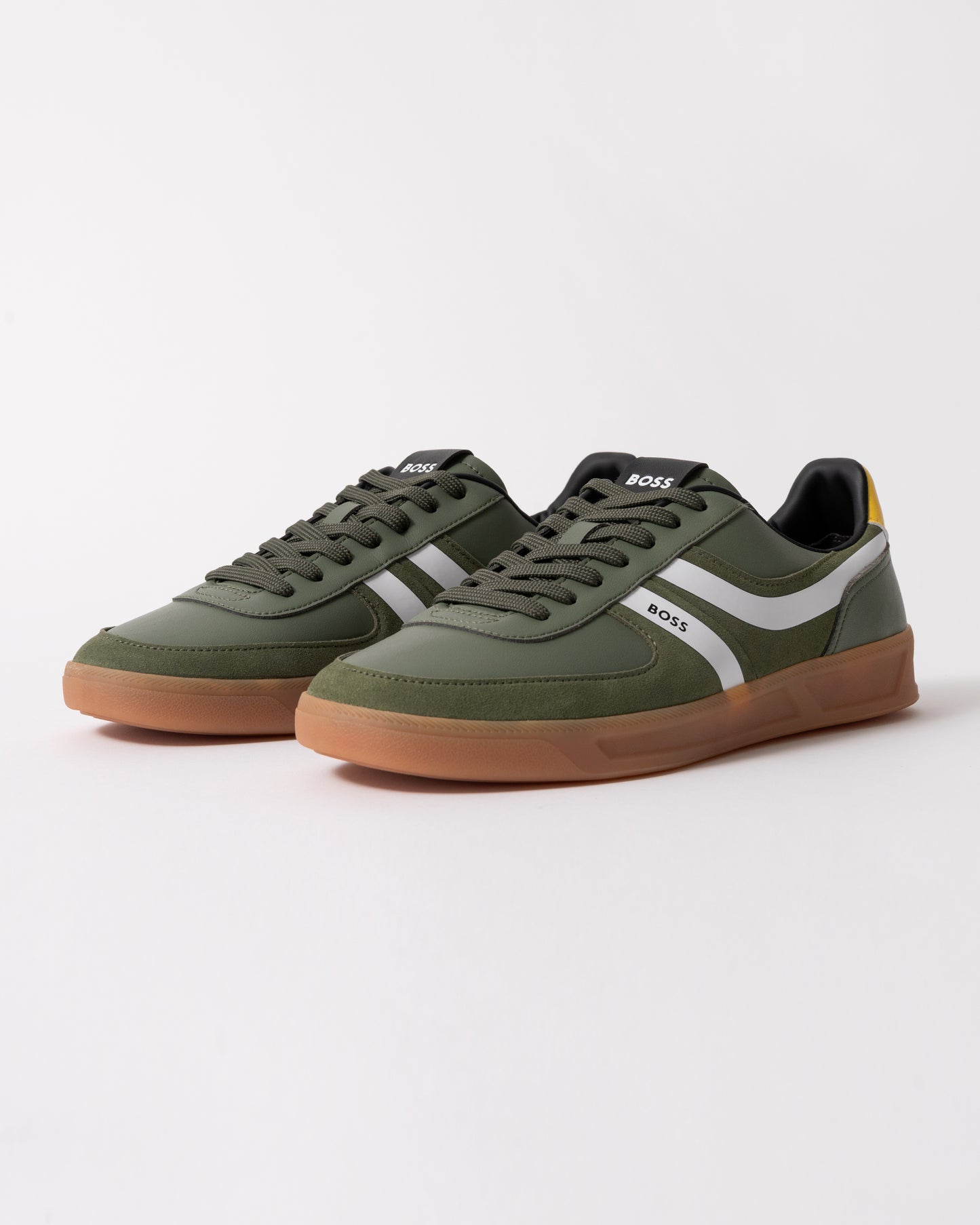 studio shot of BOSS Orange Brandon_Tenn_mipu Mens Trainers in Open Green 362