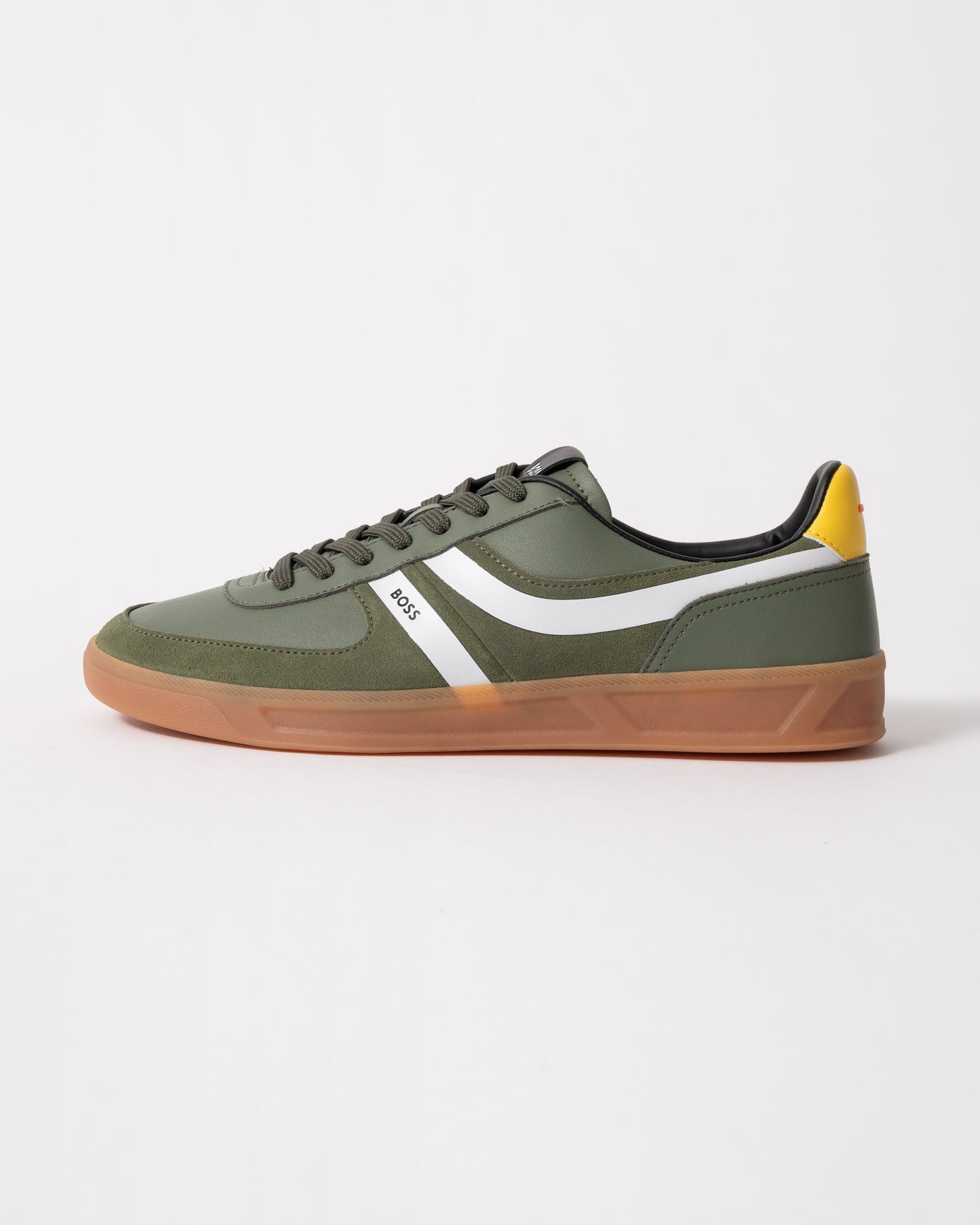 side studio shot of BOSS Orange Brandon_Tenn_mipu Mens Trainers in Open Green 362