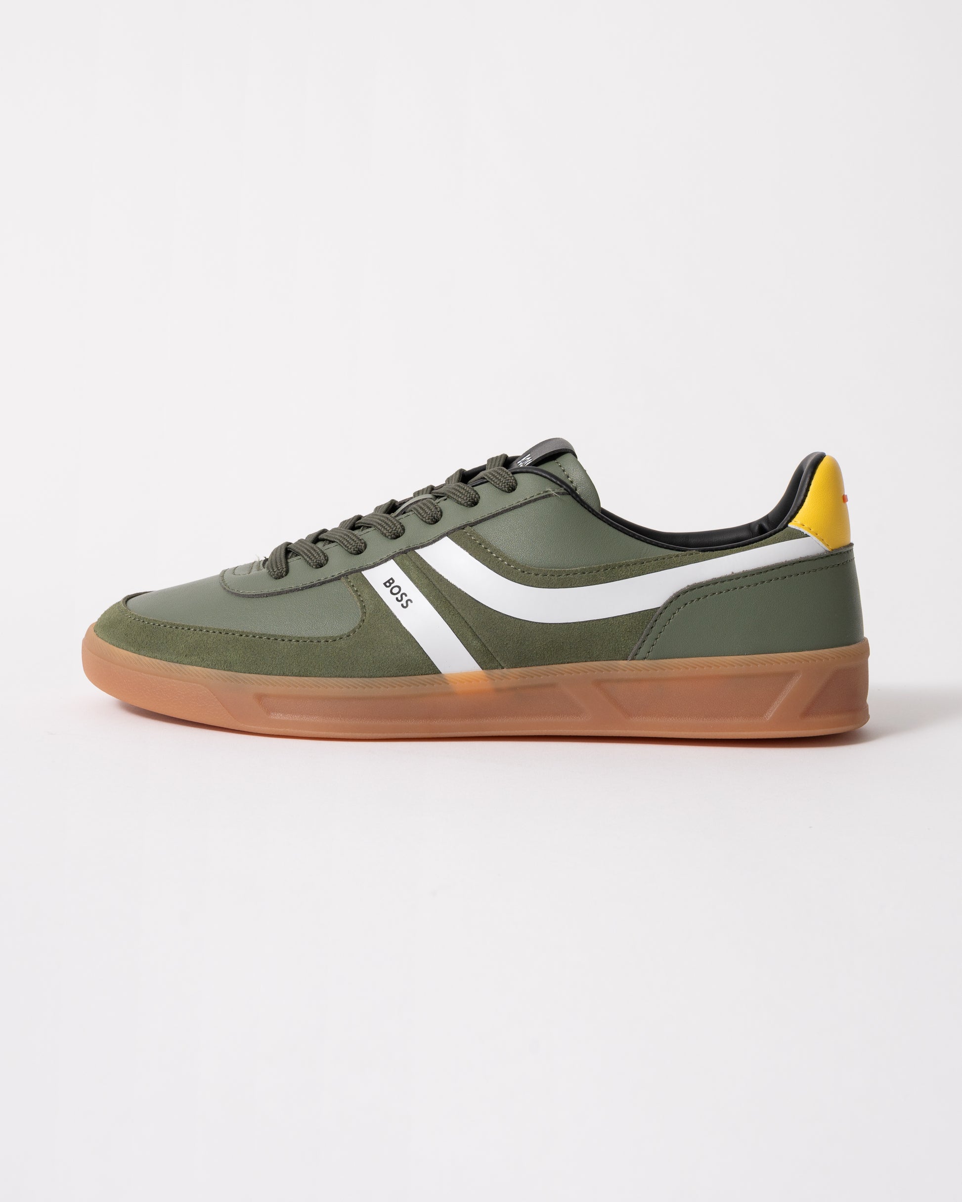 side studio shot of BOSS Orange Brandon_Tenn_mipu Mens Trainers in Open Green 362