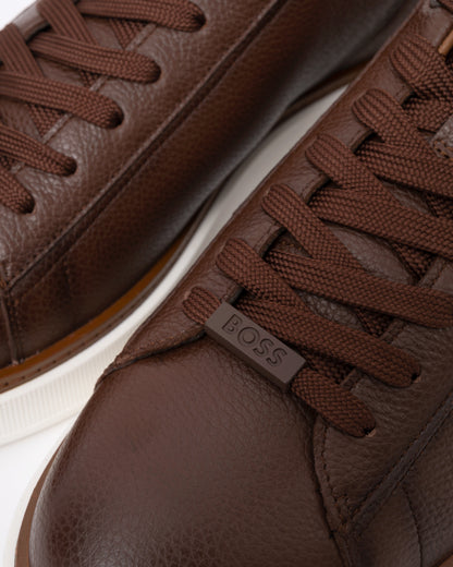 Logo detail on the BOSS Orange Bulton Runn tb Mens Trainers - Medium Brown 210