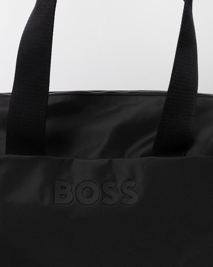 Logo detail of the BOSS Orange Catch 3.0 Mens Holdall 50567750 - Black 001