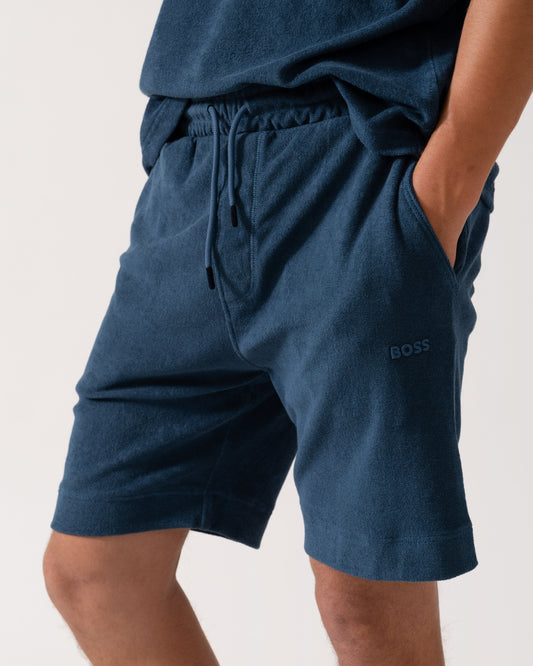 BOSS Orange Doubletowel Mens Shorts - Open Blue 466