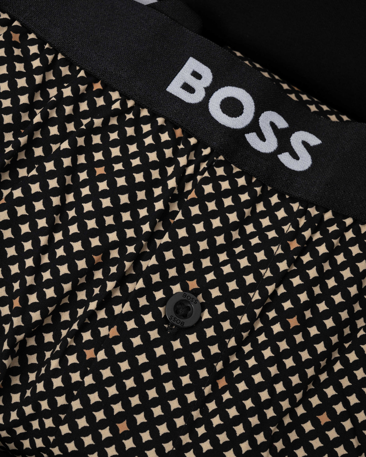 Close up of BOSS Orange's Easy Mens Pyjama Set in Medium Beige 262