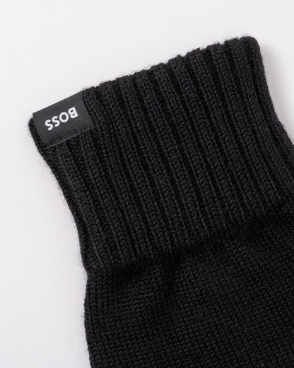 logo detail of BOSS Orange Falco Mens Gloves in Black 001