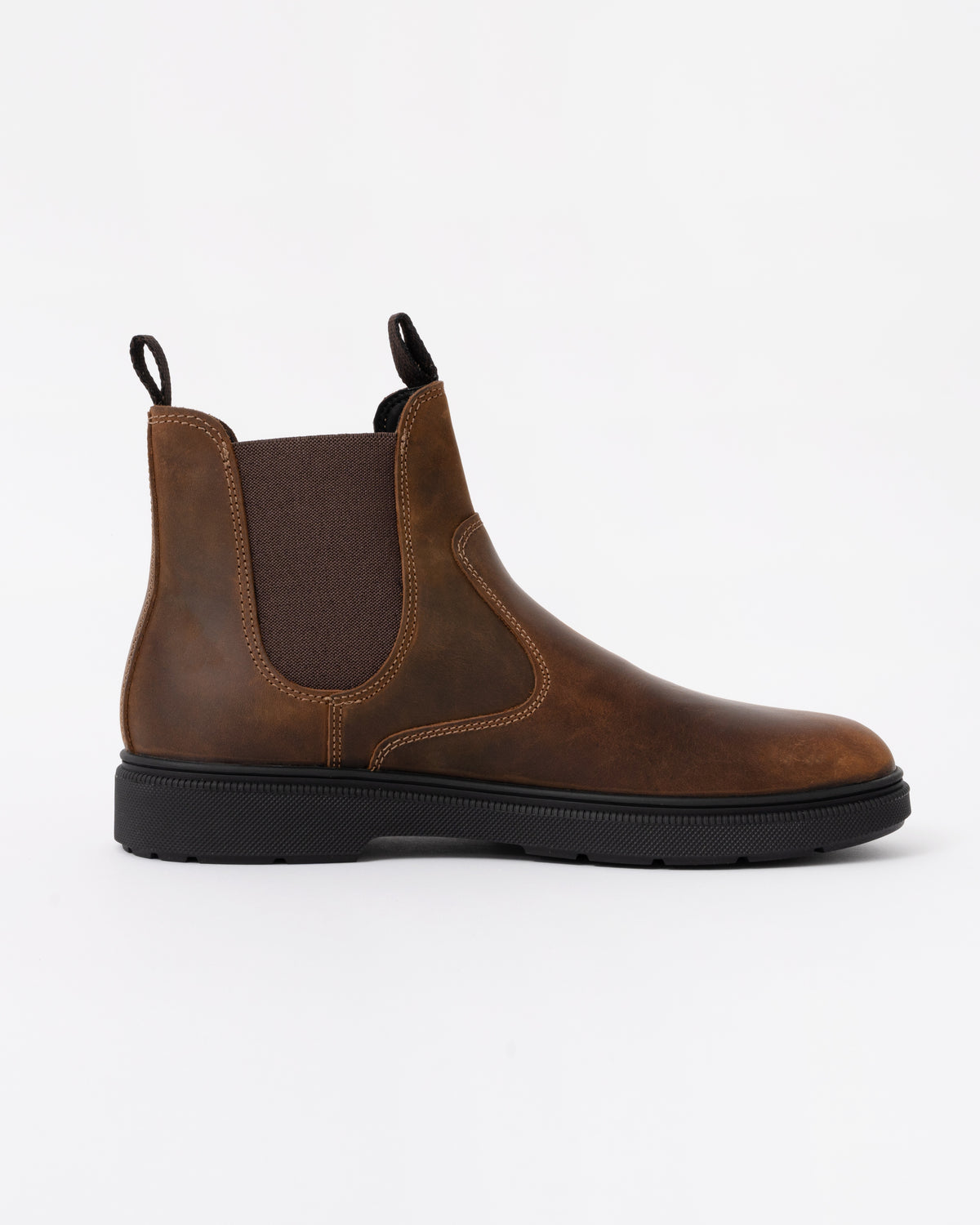 Inner side of the BOSS Orange Ferling Mens Chelsea Boots in Dark Brown 205