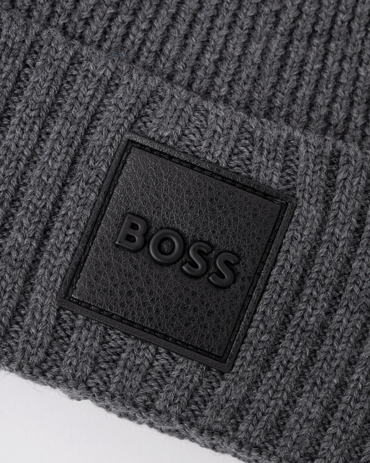 logo detail of a BOSS Orange Flavio Mens Beanie in Medium Grey 030