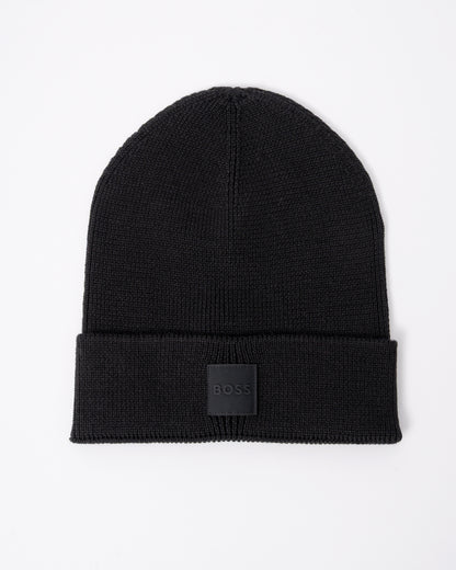 BOSS Orange Foxxy Mens Tonal Logo Beanie in Black 001