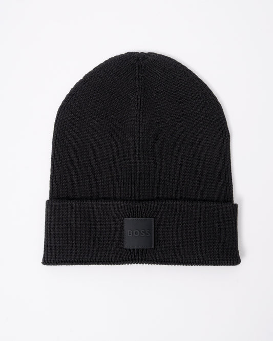 BOSS Orange Foxxy Mens Tonal Logo Beanie in Black 001
