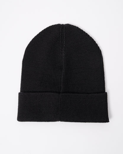 back of a BOSS Orange Foxxy Mens Tonal Logo Beanie in Black 001