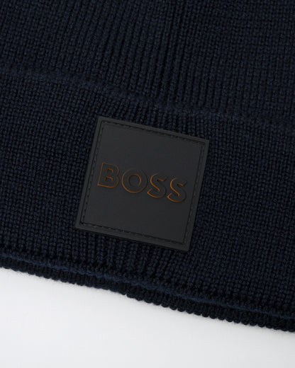 BOSS Orange Foxxy_R Mens Beanie - Dark Blue 404 - CHO - Designer Mens Hats