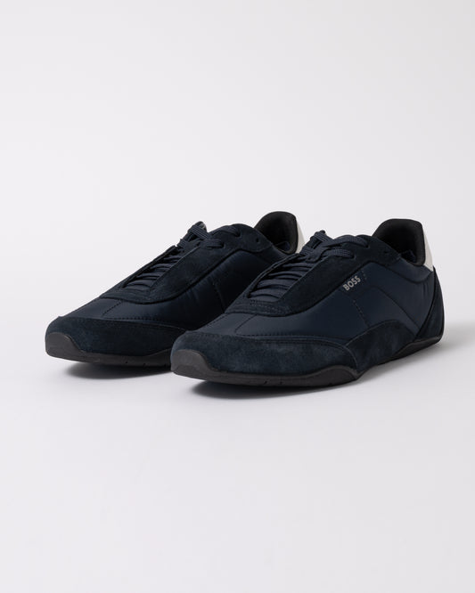 a pair of BOSS Orange Jaylen_Lowp_sdnylt Mens Trainers 50563894 in Dark Blue 401