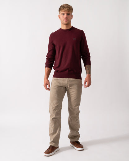 BOSS Orange Kanovano Mens Crew Neck Jumper - Dark Red 604