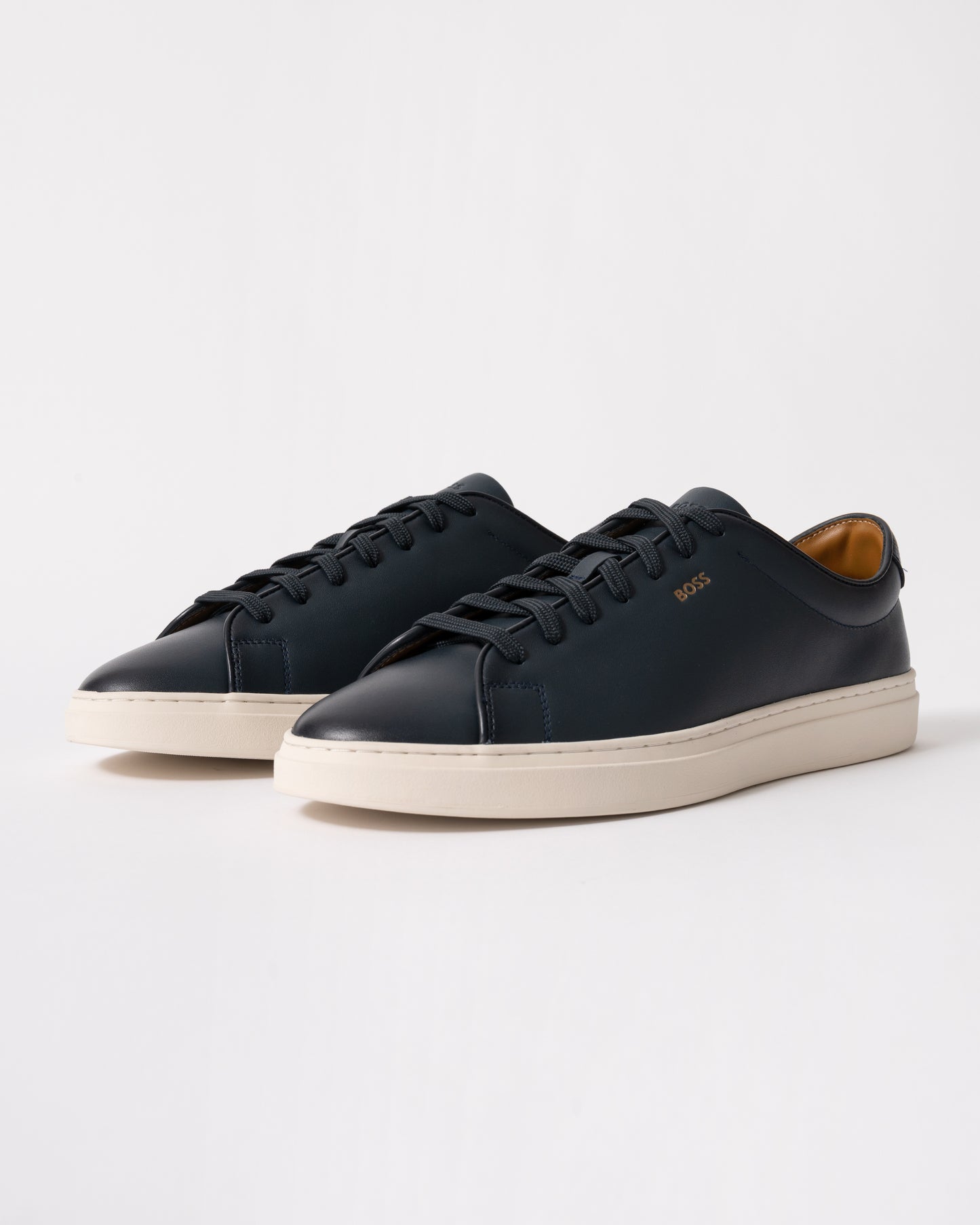 studio shot of BOSS Orange Kieran_Tenn_butb Mens Trainers in Dark Blue 401