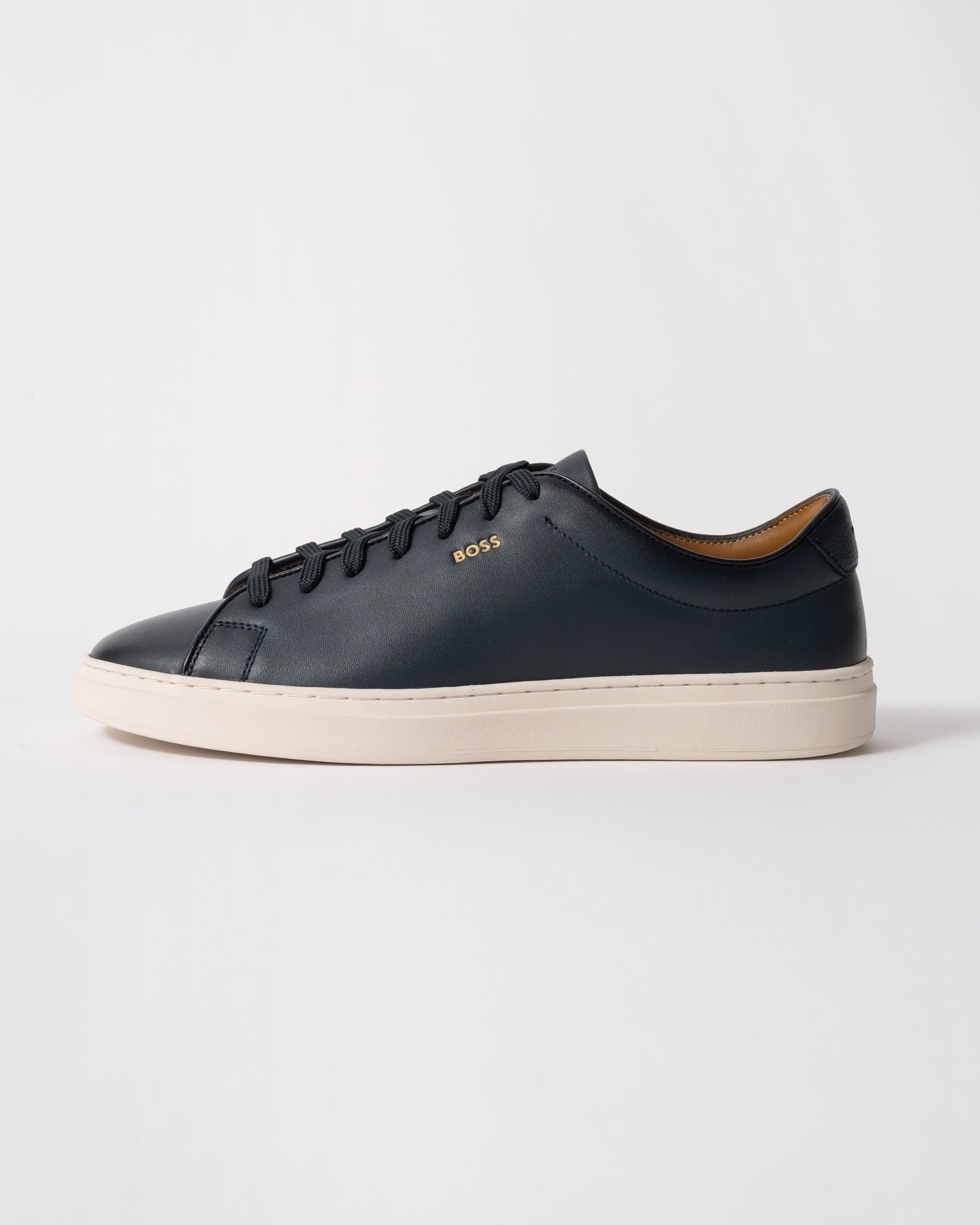 side studio shot of BOSS Orange Kieran_Tenn_butb Mens Trainers in Dark Blue 401