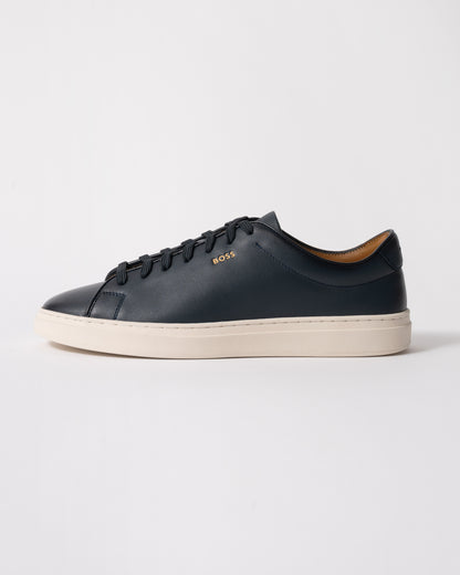 side studio shot of BOSS Orange Kieran_Tenn_butb Mens Trainers in Dark Blue 401