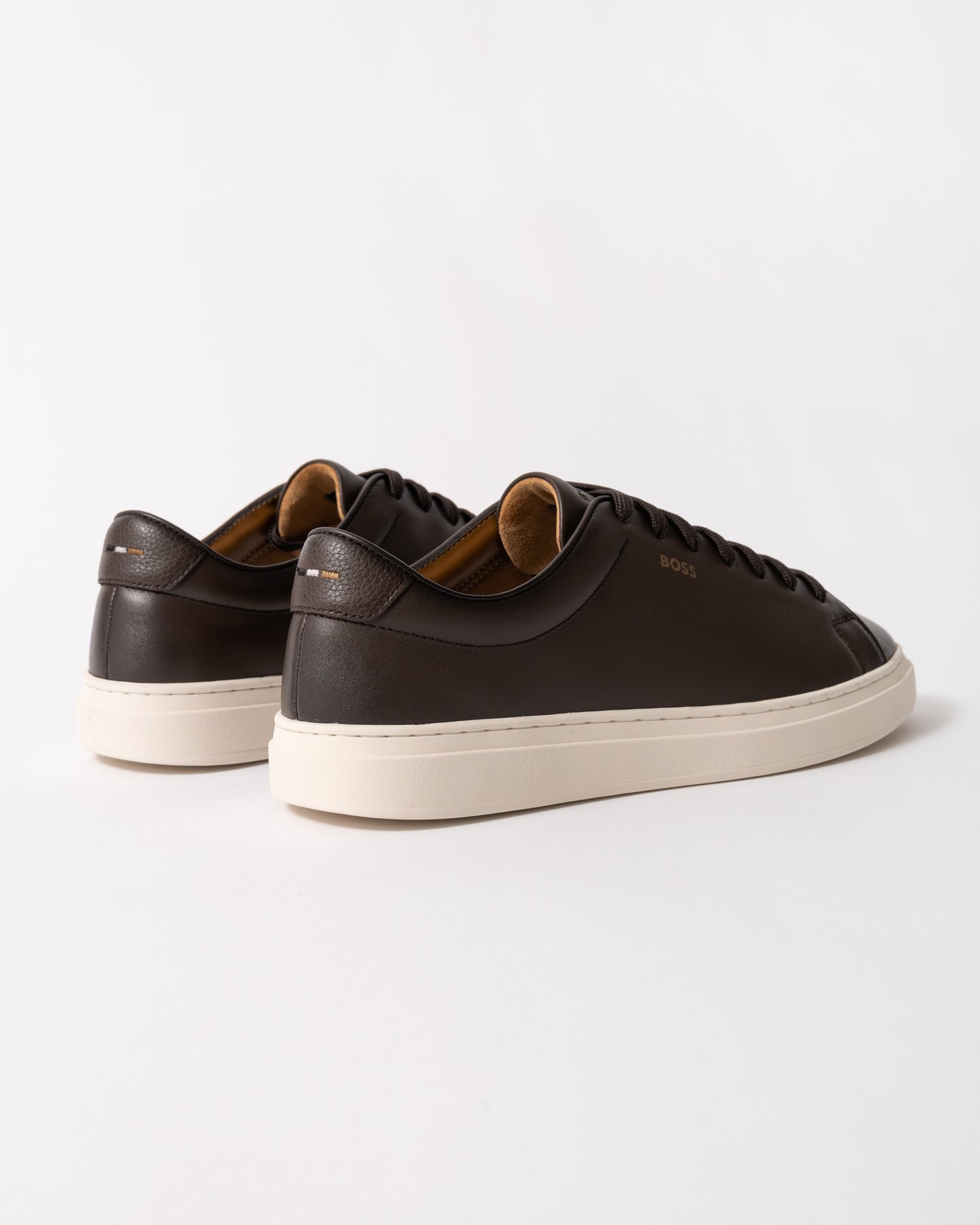 back view of BOSS Orange Kieran_Tenn_butb Mens Trainers in Dark Brown 201