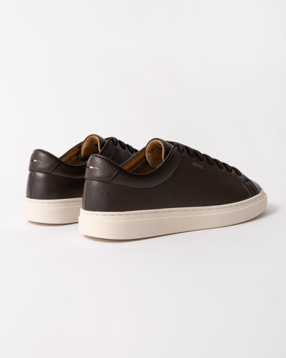 back view of BOSS Orange Kieran_Tenn_butb Mens Trainers in Dark Brown 201