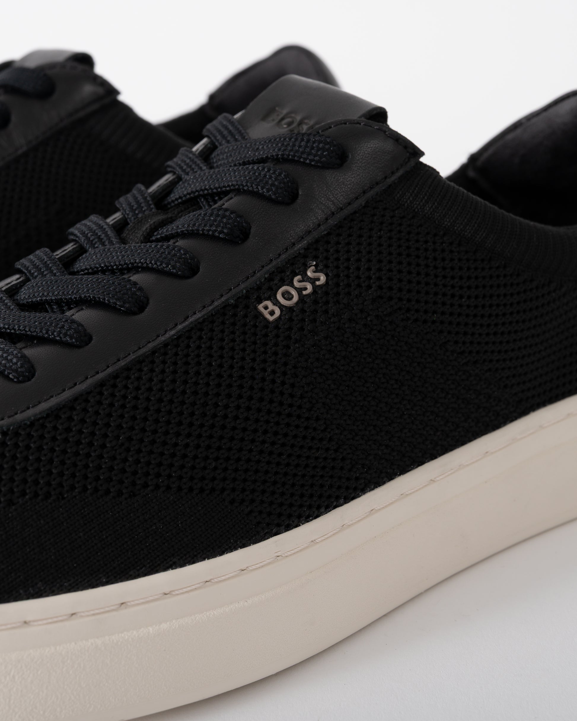 logo close up of BOSS Orange Kieran_Tenn_knal Mens Trainers in Black
