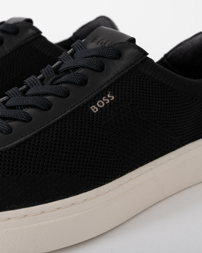 logo close up of BOSS Orange Kieran_Tenn_knal Mens Trainers in Black