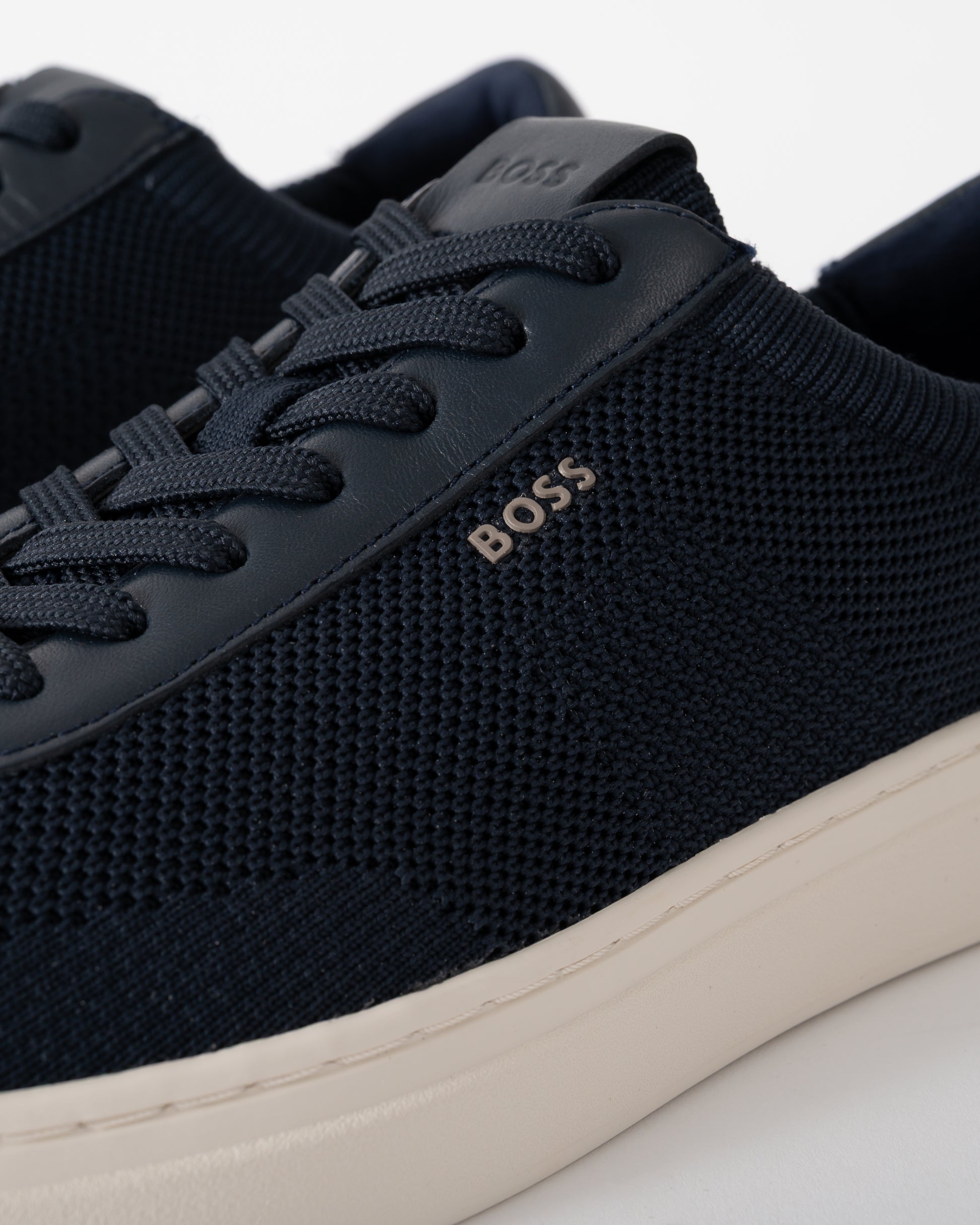 logo detail of BOSS Orange Kieran_Tenn_knal Mens Trainers in Dark Blue